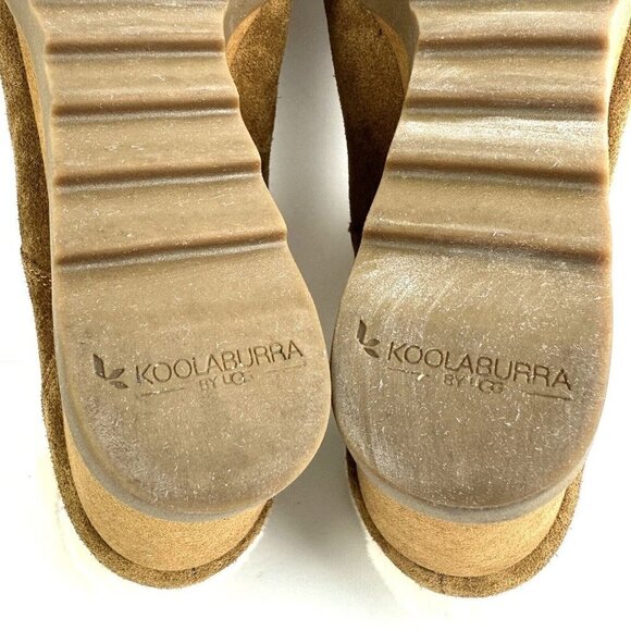 Koolaburra By Ugg Elladine Boot 11 Brown Suede Leather Ankle Bootie Wedge Womens - Picture 8 of 11